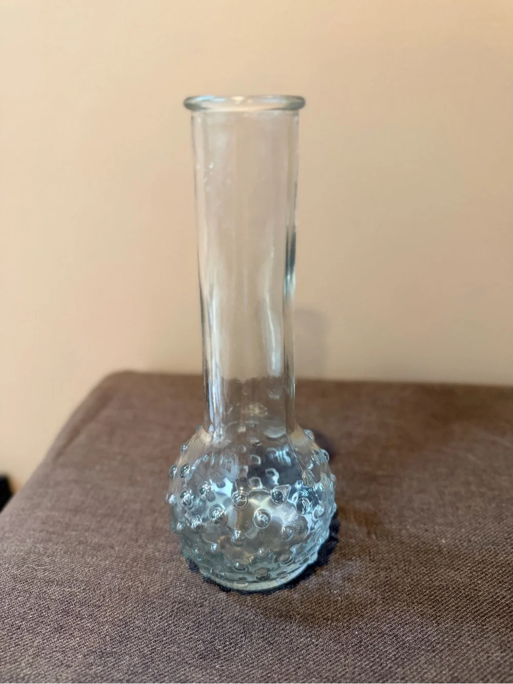 Clear Glass Bud Vase with Textured Base
